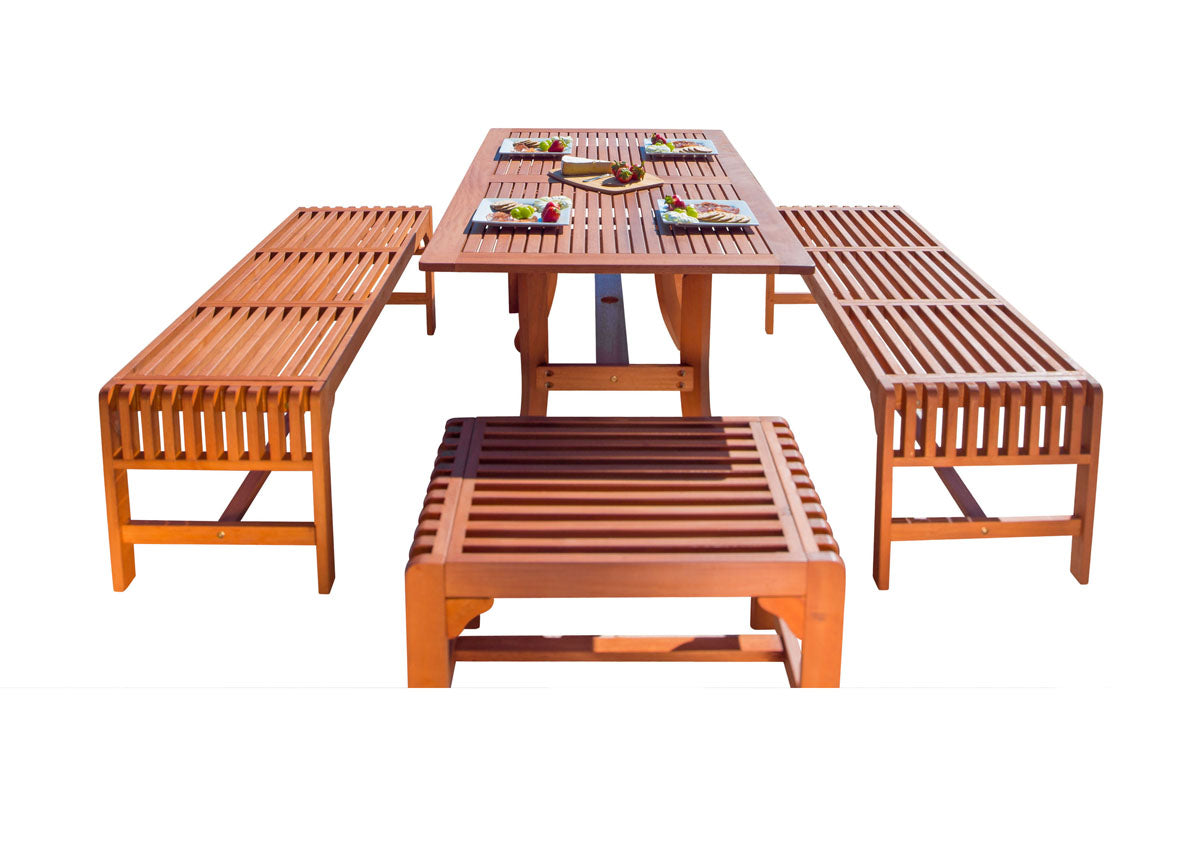 Malibu Eucalyptus 5-piece Outdoor Dining Set - The Yardtopia