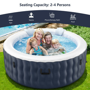 4 Person Inflatable Hot Tub Spa with 108 Massage Bubble Jets - The Yardtopia