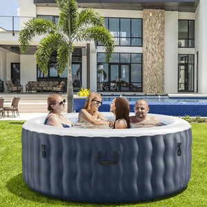 4 Person Inflatable Hot Tub Spa with 108 Massage Bubble Jets - The Yardtopia