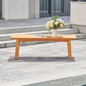 Natural Wood Outdoor Rectangular Coffee Table - The Yardtopia