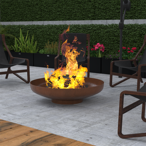 28" Minimalist Wood Burning Steel Firepit - The Yardtopia