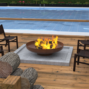 28" Minimalist Wood Burning Steel Firepit - The Yardtopia