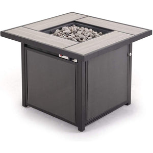 32" Brown Steel Propane Square Fire Pit Table - The Yardtopia