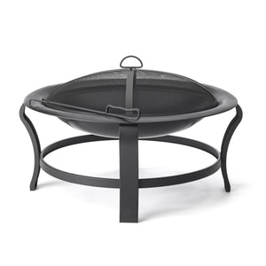 Black Steel Round Wood Burning Fire Pit - The Yardtopia