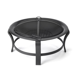 Black Steel Round Wood Burning Fire Pit - The Yardtopia