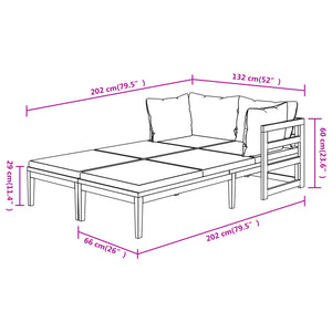 Acacia Wood Sun Loungers with Cream Cushions