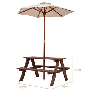 Kid's Picnic Table Bench with Umbrella