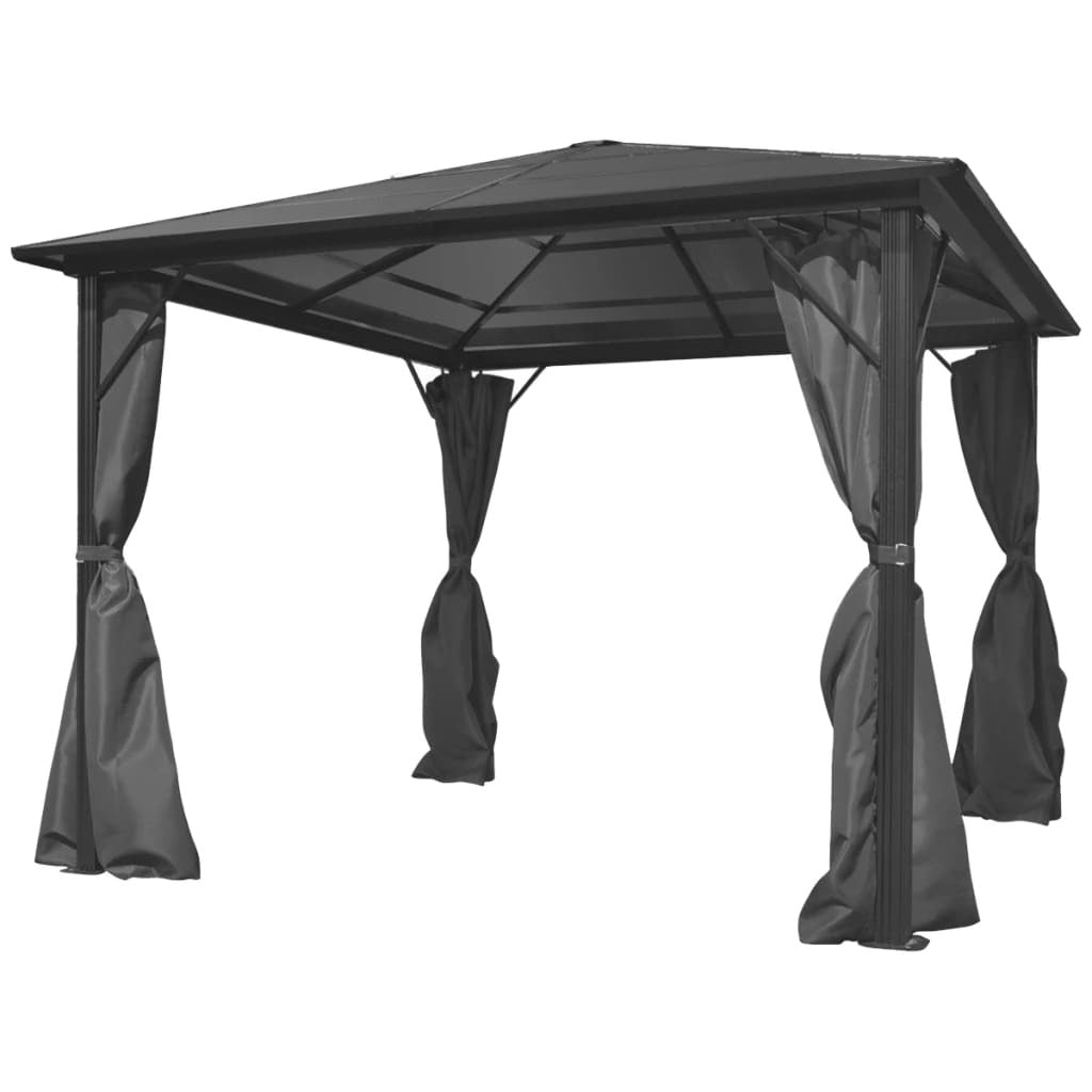 Anthracite Gazebo with Curtains 10ftx10ft