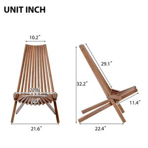 Folding Wood Adirondack Type Chair  - Low Profile