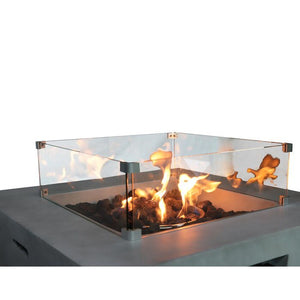 Living Source International Concrete/Glass Propane/Natural Gas Fire Pit Table - The Yardtopia