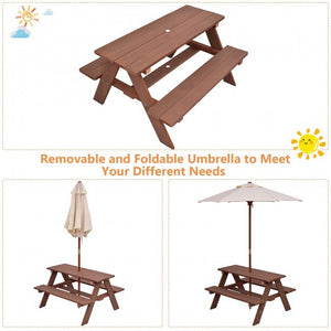 Kid's Picnic Table Bench with Umbrella