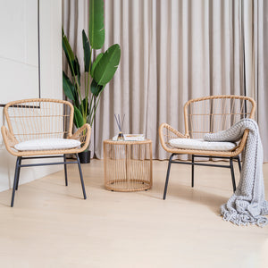 3 Piece Outdoor Wicker Chair Set - The Yardtopia