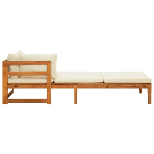 Acacia Wood Sun Loungers with Cream Cushions