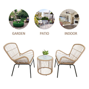 3 Piece Outdoor Wicker Chair Set - The Yardtopia