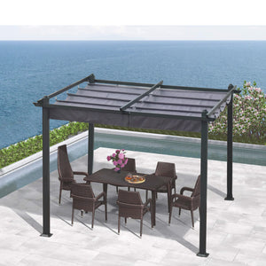 10x10 Ft Retractable Pergola With Canopy