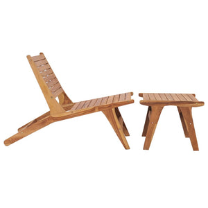 Solid Teak Wood Garden Chair with Footrest