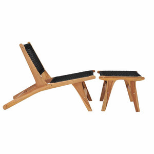 Solid Teak Wood Sun Lounger with Footrest