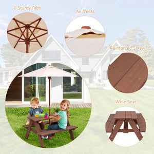 Kid's Picnic Table Bench with Umbrella