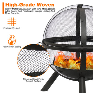 Ball Style Fire Pit with BBQ grill