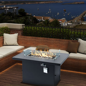 Fire Pit Table With Glass Wind Guard