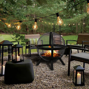 Ball Style Fire Pit with BBQ grill