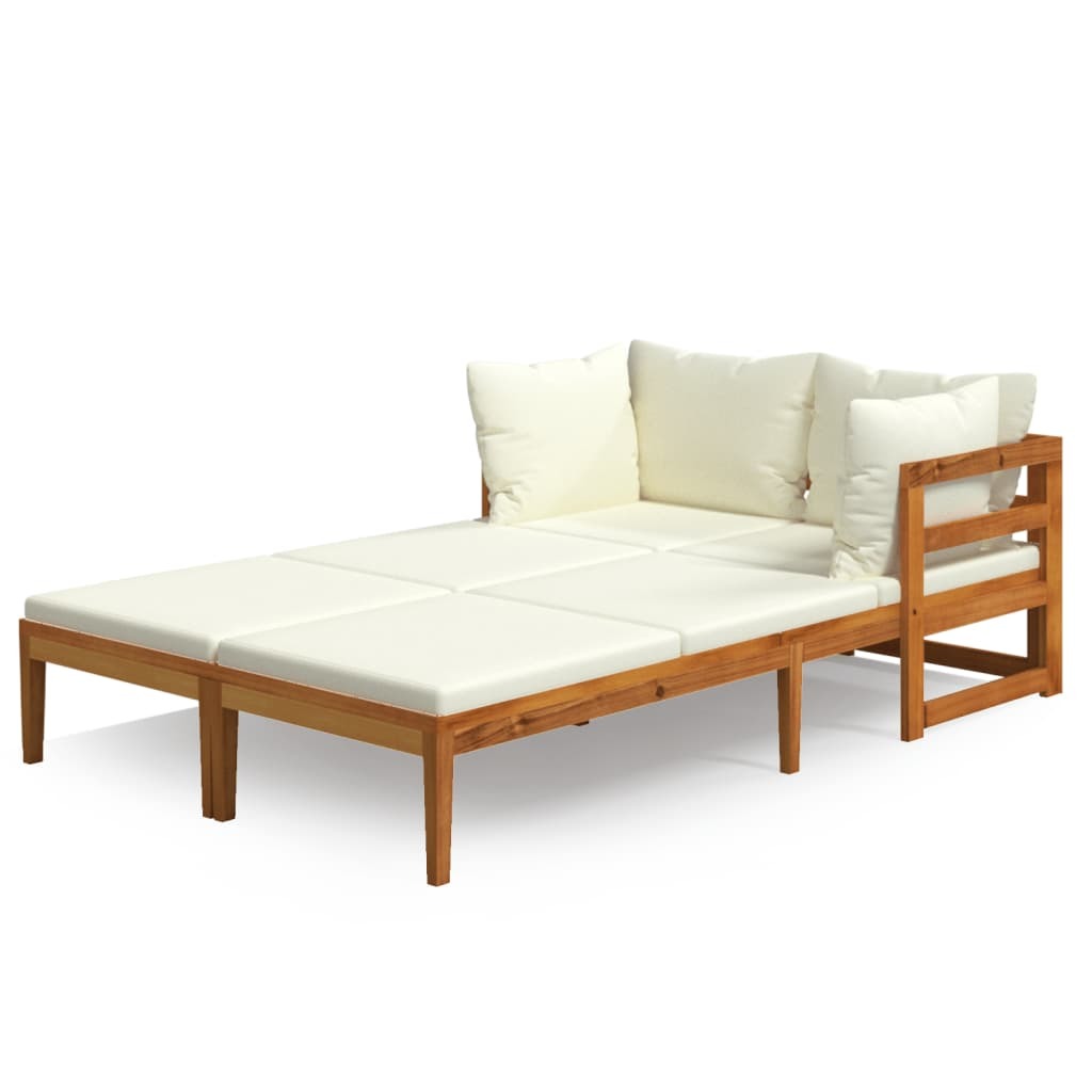 Acacia Wood Sun Loungers with Cream Cushions