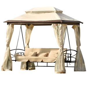 8.9 Ft. W x 5.9 Ft. D Outdoor Gazebo with Convertible Swing Bench