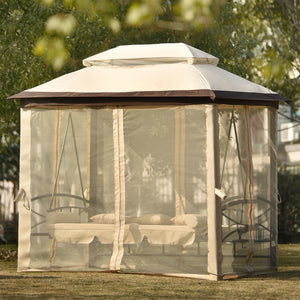 8.9 Ft. W x 5.9 Ft. D Outdoor Gazebo with Convertible Swing Bench