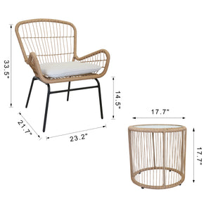 3 Piece Outdoor Wicker Chair Set - The Yardtopia