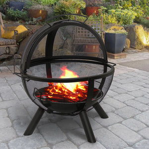 Ball Style Fire Pit with BBQ grill