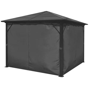 Anthracite Gazebo with Curtains 10ftx10ft