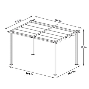 10x10 Ft Retractable Pergola With Canopy