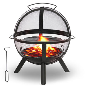 Ball Style Fire Pit with BBQ grill