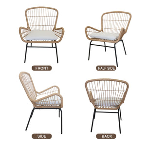 3 Piece Outdoor Wicker Chair Set - The Yardtopia