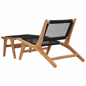 Solid Teak Wood Sun Lounger with Footrest