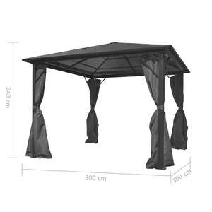 Anthracite Gazebo with Curtains 10ftx10ft