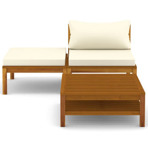 Acacia Wood 3 Piece Patio Lounge Set