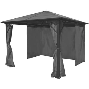 Anthracite Gazebo with Curtains 10ftx10ft