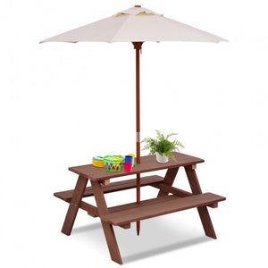 Kid's Picnic Table Bench with Umbrella