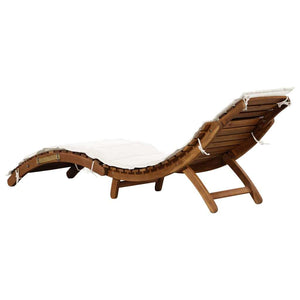 Solid Acacia Wood Sun Lounger with Cream Cushion