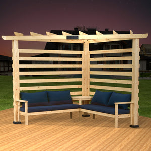 9x9 FT Solid Wood Pergola with Sofa and Table