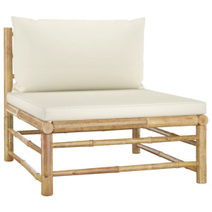 3 Piece Bamboo Garden Lounge Set with Cream Cushions - The Yardtopia