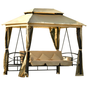 8.9 Ft. W x 5.9 Ft. D Outdoor Gazebo with Convertible Swing Bench