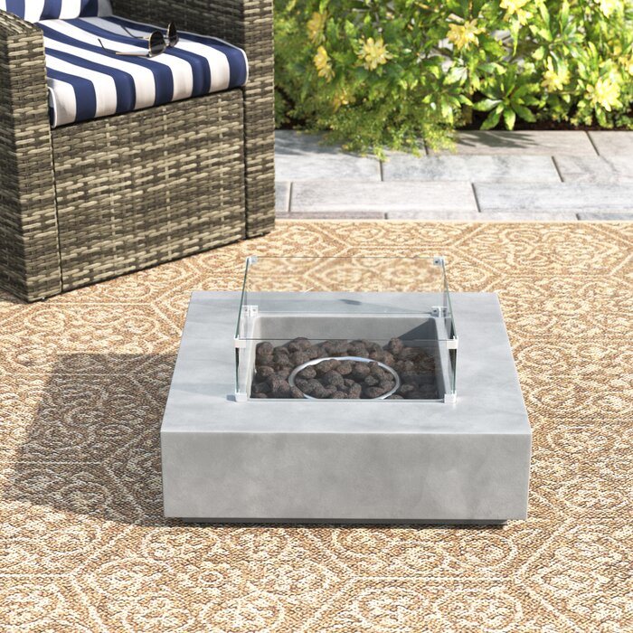 Living Source International Concrete/Glass Propane/Natural Gas Fire Pit Table - The Yardtopia