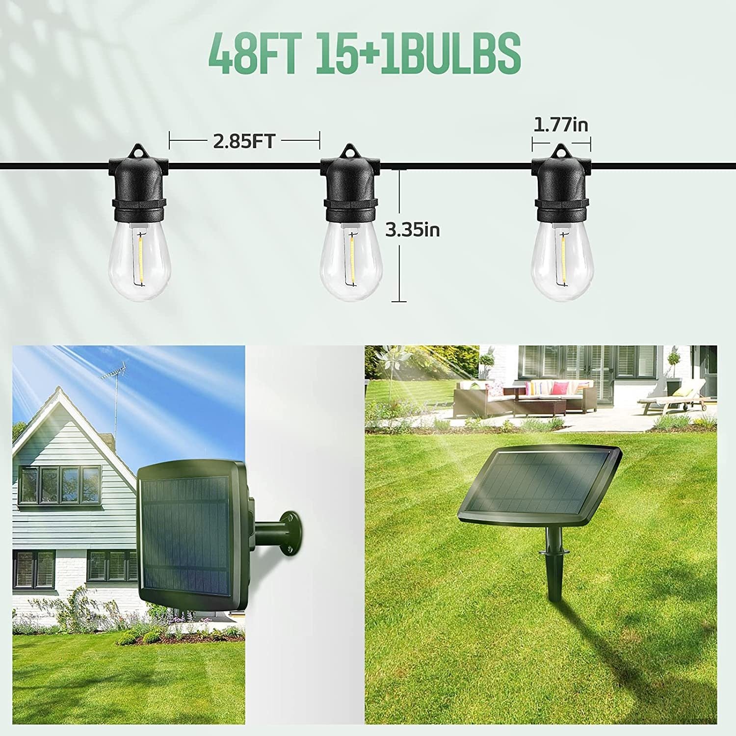 48Ft Outdoor Waterproof Globe Solar Lights - The Yardtopia