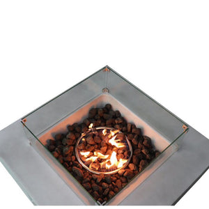 Living Source International Concrete/Glass Propane/Natural Gas Fire Pit Table - The Yardtopia