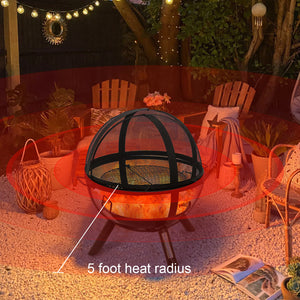 Ball Style Fire Pit with BBQ grill