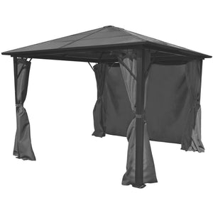 Anthracite Gazebo with Curtains 10ftx10ft