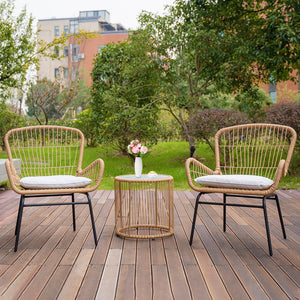 3 Piece Outdoor Wicker Chair Set - The Yardtopia