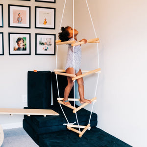 WIWIURKA WOODEN CLIMBER TRIANGULAR ROPE LADDER - The Yardtopia